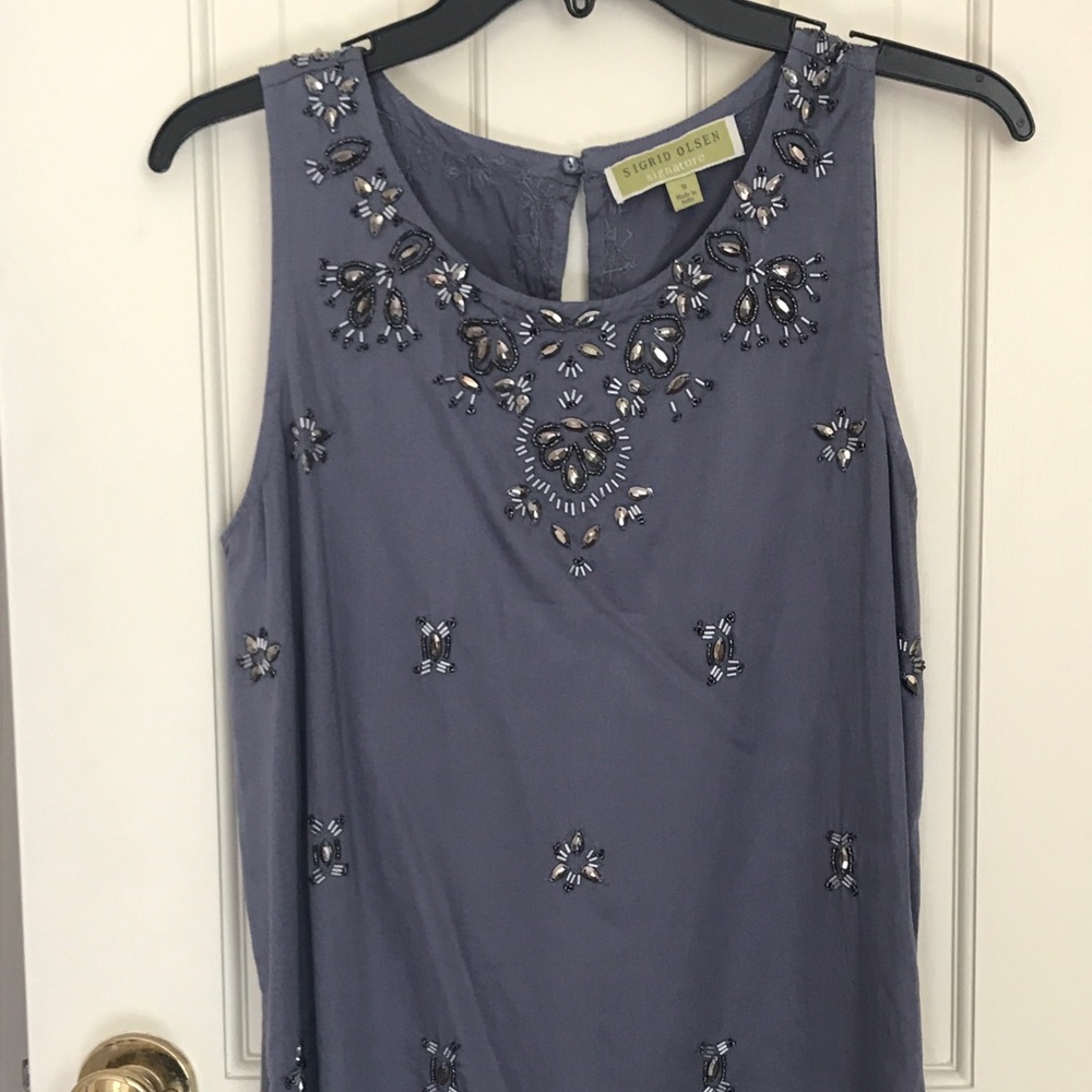 Embellished Slate Blue Tank